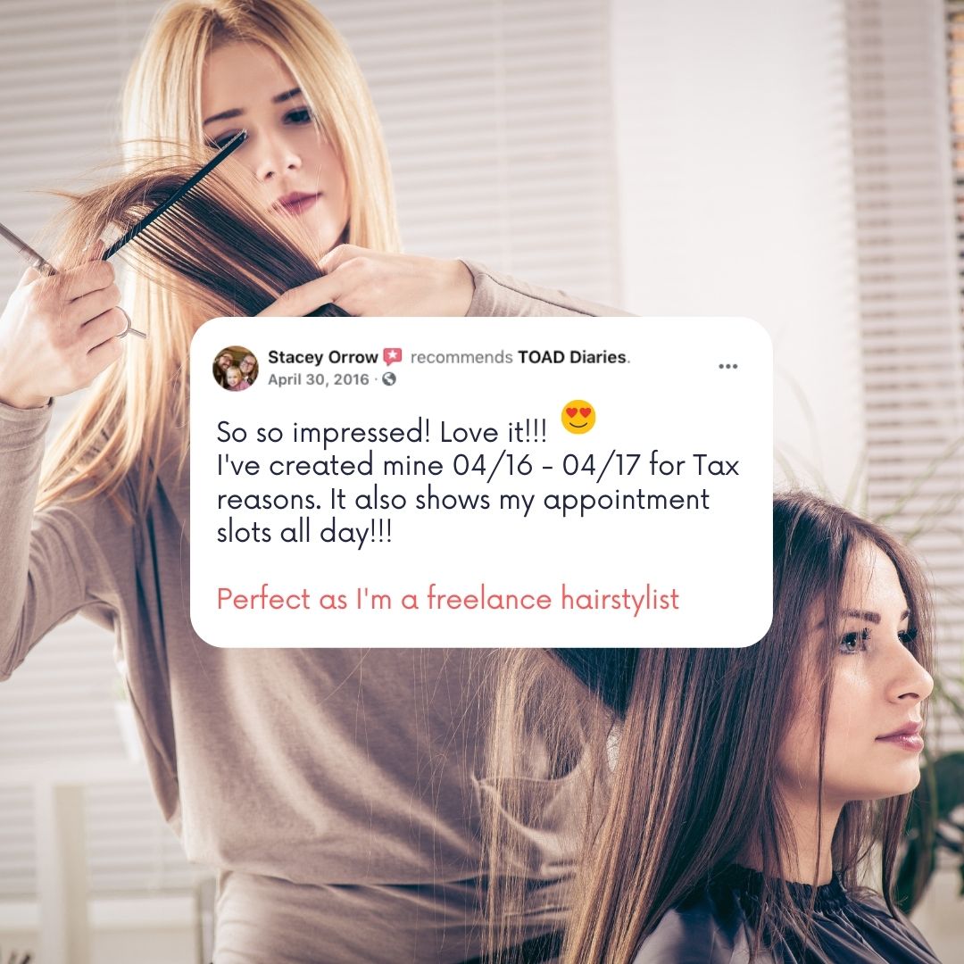 We've just delivered a bulk order of Apr-Apr #diaries for a hair salon franchise.  They picked the page layout allowing room for appointments, costs, payment details etc. These are completed &amp; then returned at the end of the tax year. Books done! #taxyear #hairdressers