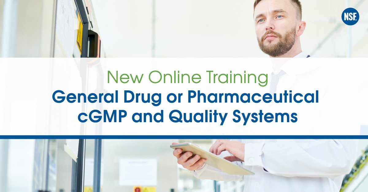 NSF_Pharma's tweet photo. Check out this new self-paced #pharmaceutical eLearning. Using real-world scenarios, learner interactions, coordinated audio/video content, and engaging knowledge checks, you will leave the course with a solid understanding of GxPs and QMS principles; https://t.co/YztYg3fihJ https://t.co/3tML7zl0Rz
