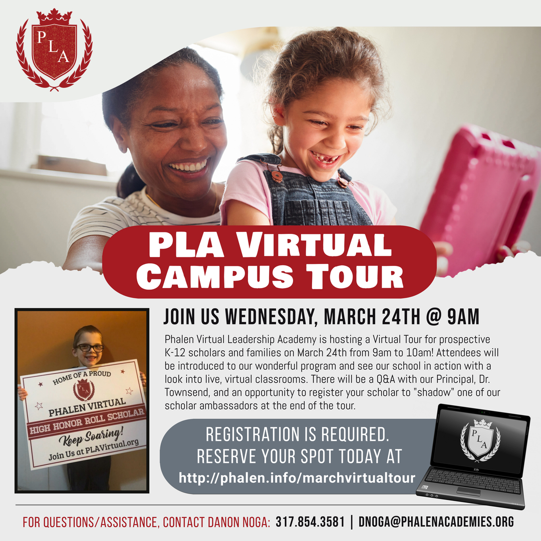 PLAVirtualK12's tweet photo. Join Principal @DrToraTownsend1 and @dnoga4 on March 24th at 9am ET as they take you on a #virtualtour  through #PLAVirtual's live classrooms and see how great #virtuallearning is @PLAVirtualK12. Register Today!

#OurScholarsSoar #LearnFromHome #Homeschooling #VirtualSchool https://t.co/iMUVPlAcNb