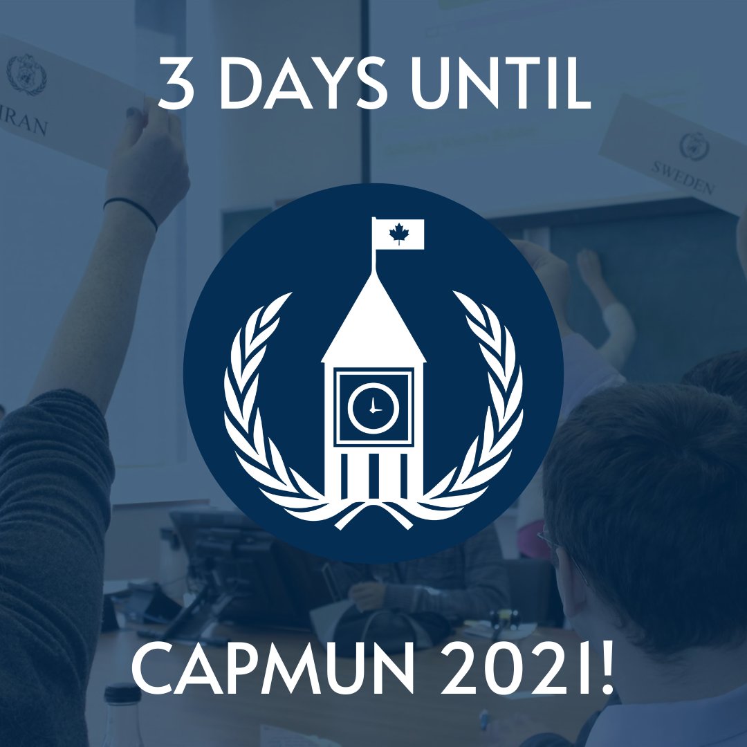 CAPMUN_SCONU's tweet photo. Il reste seulement trois jours avant la SCONU 2021!
Avez-vous hâte?

There are only three days left until CAPMUN 2021!
Are you looking forward to it?

#sconu #simonu #simulationonu #ottawa #canada #capmun #modelun #modelunitednations #mun https://t.co/01XnwS8sOA