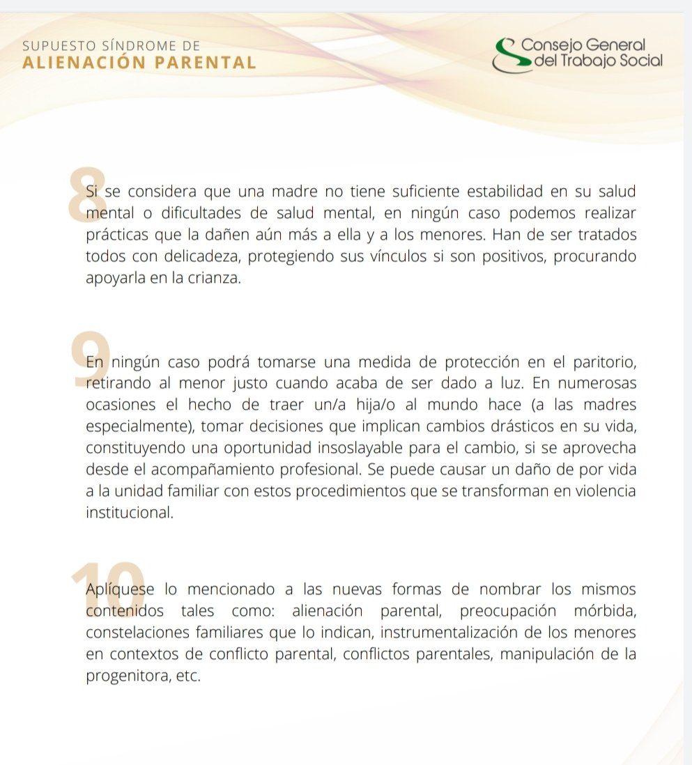 Mamadrastras's tweet photo. Este es el decálogo del @cgtrabajosocial para tratar temas de #InterferenciaParental cuando es la madre quien la ejerce. Esto es muy muy muy grave. Atención a los puntos 2 y 10.  ¿Dónde está aquí la protección al menor? https://t.co/khYwGvxpyU
