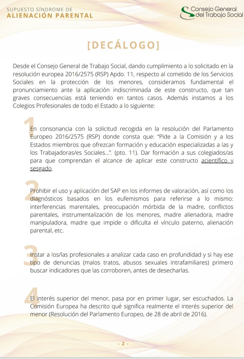 Mamadrastras's tweet photo. Este es el decálogo del @cgtrabajosocial para tratar temas de #InterferenciaParental cuando es la madre quien la ejerce. Esto es muy muy muy grave. Atención a los puntos 2 y 10.  ¿Dónde está aquí la protección al menor? https://t.co/khYwGvxpyU