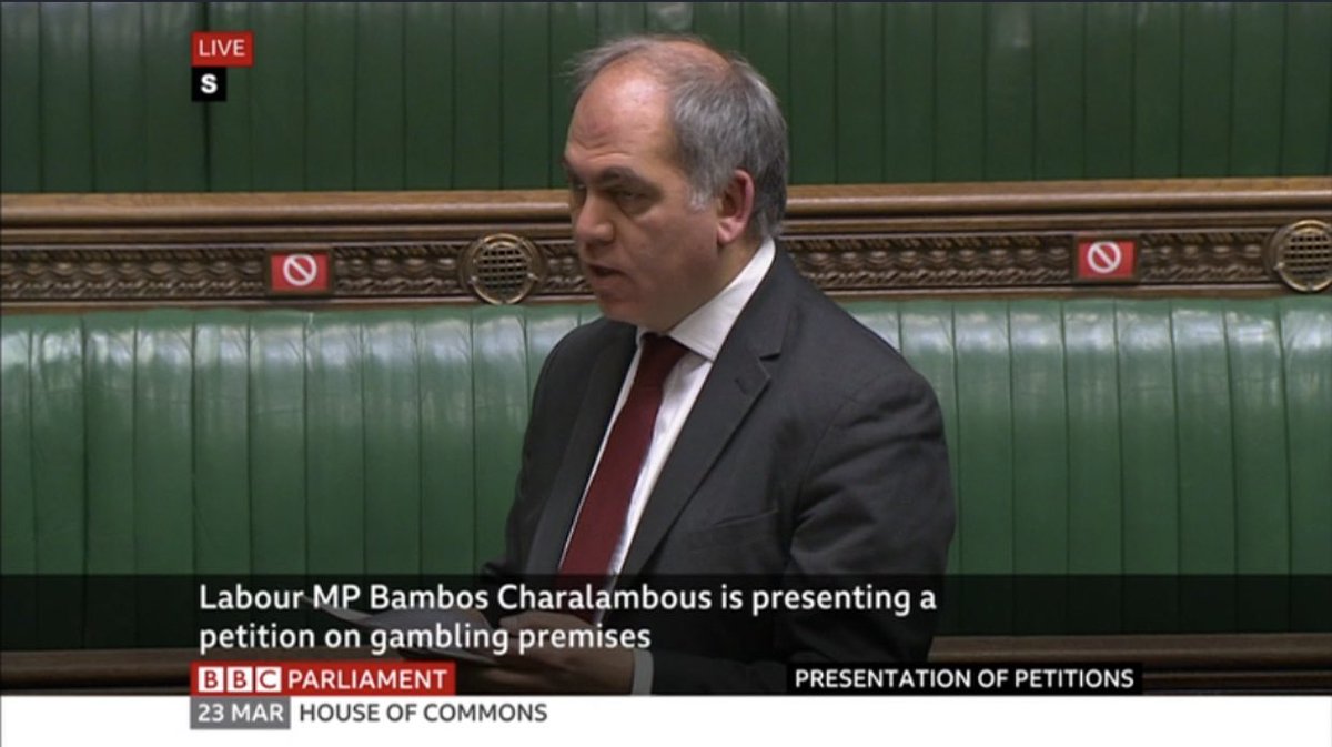 BambosMP's tweet photo. Today I presented a petition to #Parliament on the 24hr gambling licence granted in Green Lanes. 

The period for publishing a notice of application was during lockdown when residents were following a stay at home order. The legislation is wholly inadequate. https://t.co/Kbf3vJ4T4a