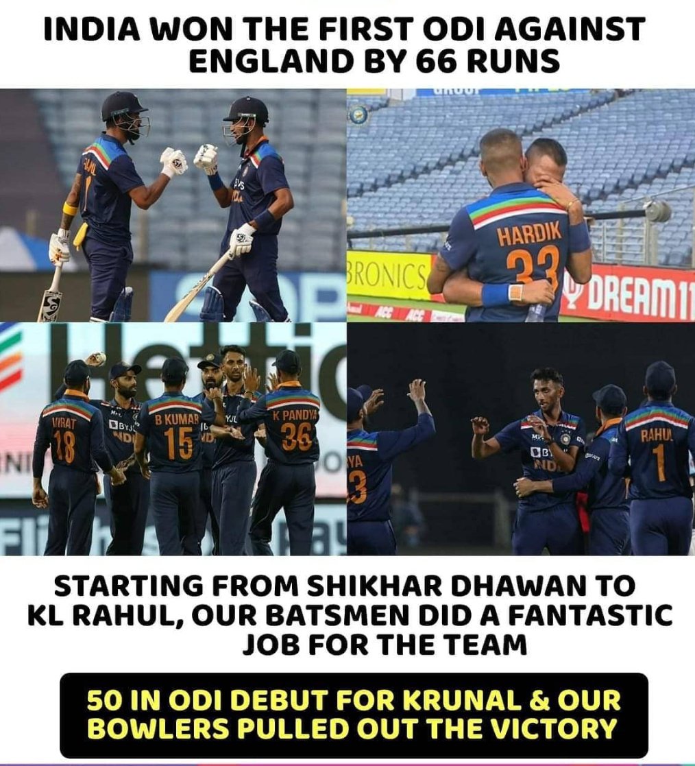 SumitCh67150882's tweet photo. Welll done Team India 🇮🇳🎯 🙇 @ICHOfficial #TeamIndia #INDvENG #proudofyou @imVkohli @krunalpandya24 @SDhawan25 @prasidh43 @imShard @klrahul11 @BhuviOfficial https://t.co/S93kCMbtza