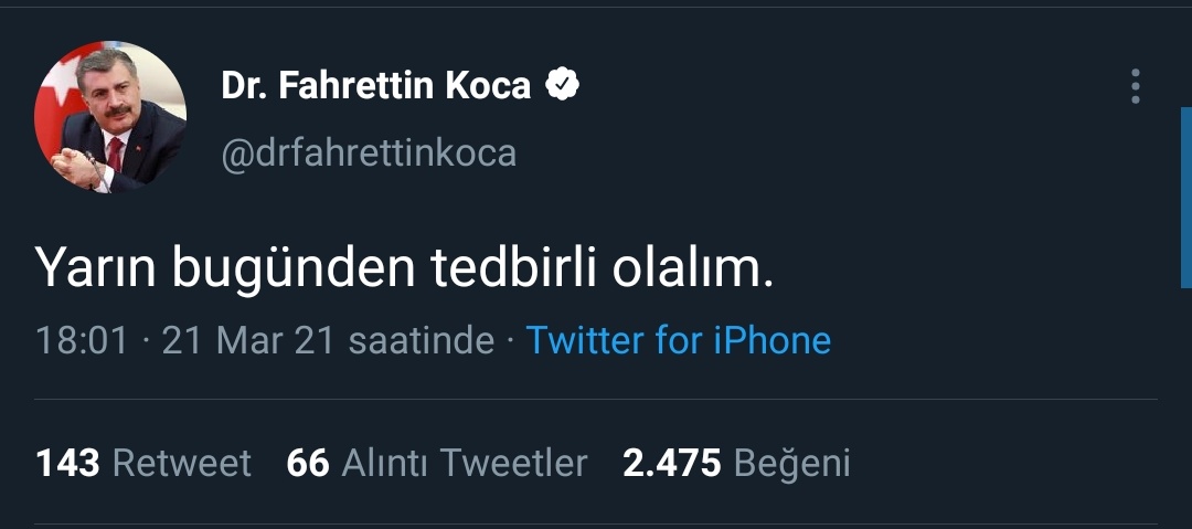 Bir yanda sınav diyenler.
Diğer yanda Fahrettin Koca'nın tweetleri.
Allah aşkına neyin inadı bu
Fahrettin Koca'nın bir bakan olmasını kenara bırakalım. Bir Doktor olarak ne desin daha

Ne yapasın Fahrettin Koca?
22 Bin vaka varken ve 2. Sınavlar neden? 

#Kabinedeniptalbekliyoruz