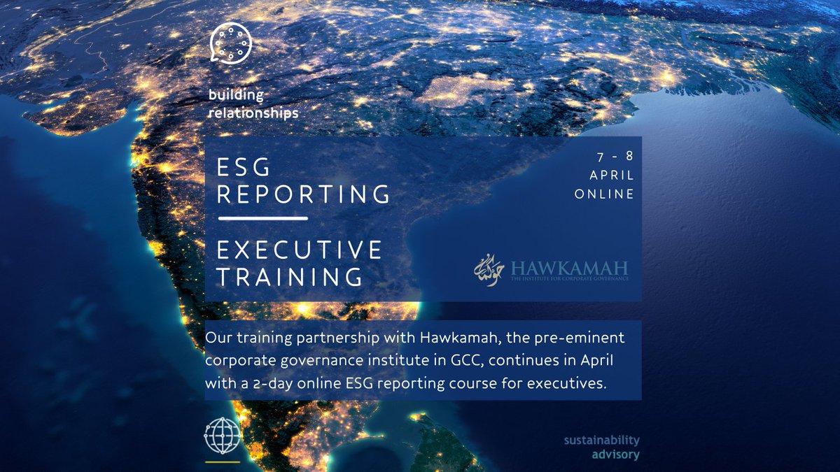 ThinkWider's tweet photo. With ESG reporting now the rising star in sustainability reporting universe, executives are duty-bound to appreciate the whys, whats and hows of current expectations.

Join our online course on 7 - 8 April.

Visit https://t.co/RRq5N6k94I for info.

#ESG #ESGreporting https://t.co/Kk31sPZ4dO