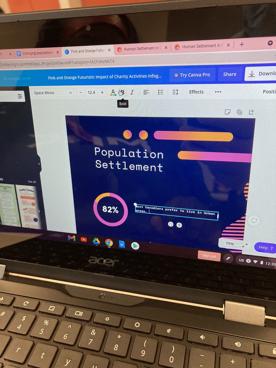 JPattersonOCSB's tweet photo. Today in geography students are making infographics to discuss the changing population of Canada! Both an interesting topic and a great skill for the students to have #CGC1P https://t.co/5o4OGkdedQ