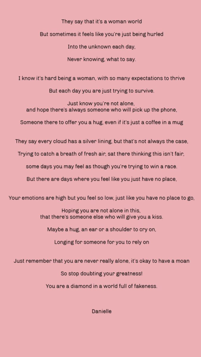 The second winning poem of our International Women's Day poetry competition was written by Danielle.