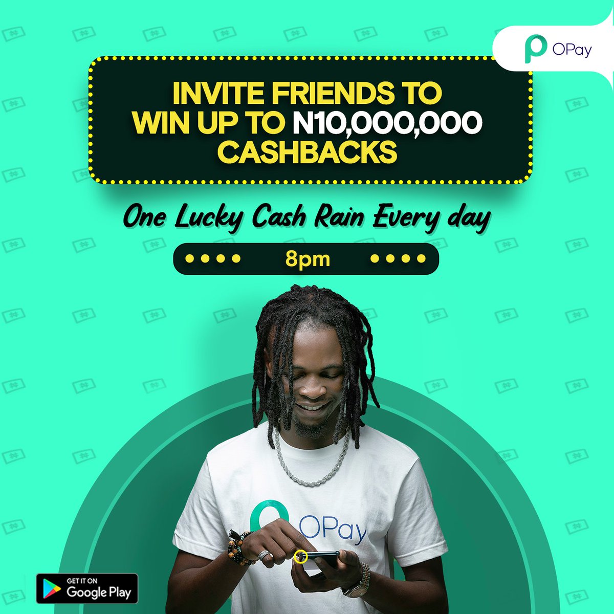 OPay_NG's tweet photo. OPay Lucky Cash Rain is still going on and we've even made it better!
30 lucky winners will get N5,000 each.

#OPayCashRain https://t.co/6SHIYMcjkU