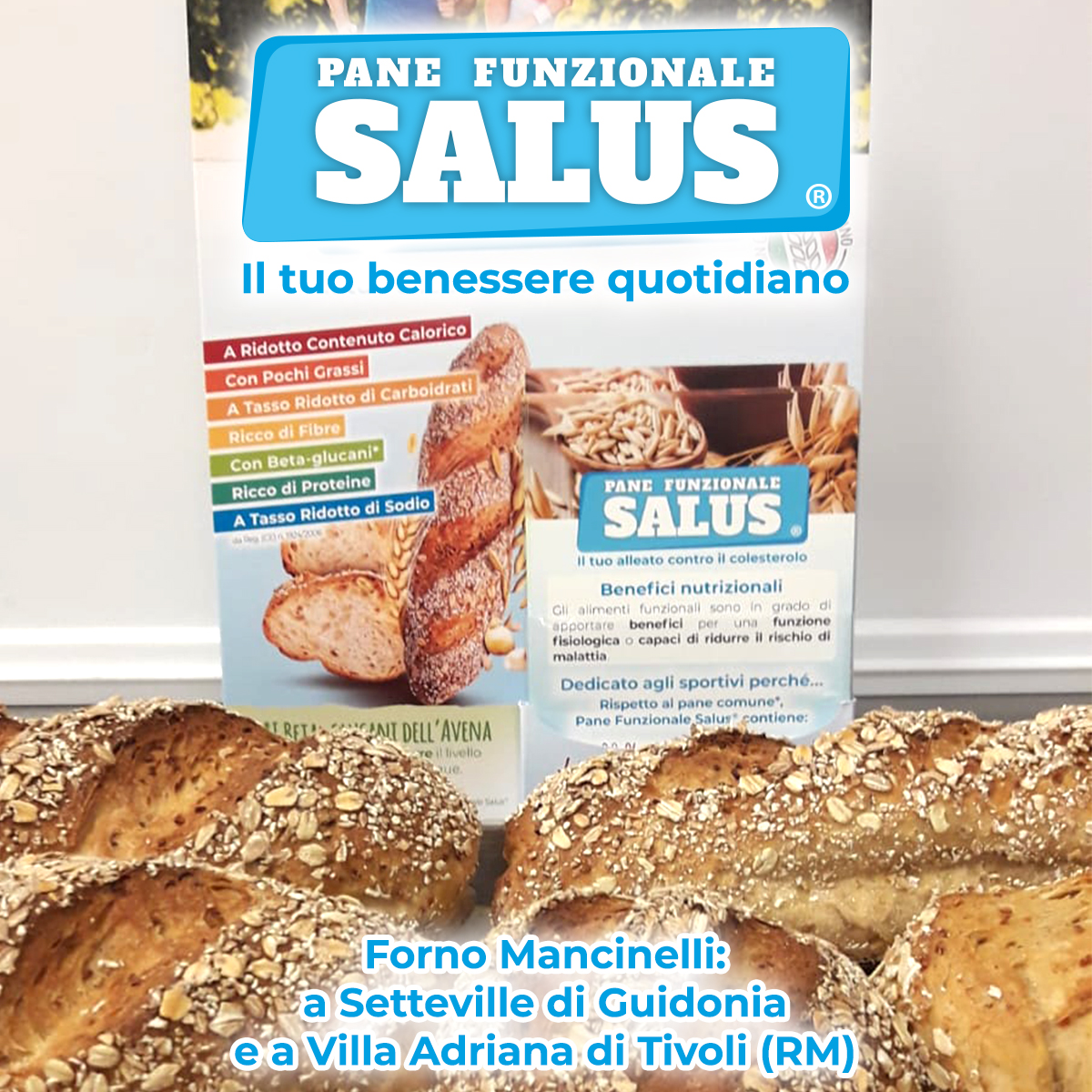 PaneSalus's tweet photo. In cerca di un pane ricco di #fibre e #proteine? 💪
Ma anche leggero e con 7 benefici nutrizionali? 💯
Da #FornoMancinelli a Setteville (RM) sfornano #PaneSalus ogni lunedì e venerdì 😍 Da provare assolutamente ‼️ #QuiSiSfornaSalus 🥖 #panefunzionalesalus #colesterolo https://t.co/iYUs9Ugeo2