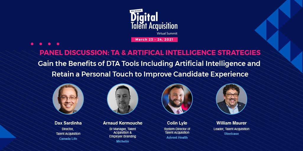 DigiTalentAcq's tweet photo. A session we all want to hear about - Gain the Benefits of DTA Tools Including Artificial Intelligence #AI and Retain a Personal Touch to Improve #CandidateExperience #HRTECH #DIGITALENT2021 https://t.co/atrjrP3MJD