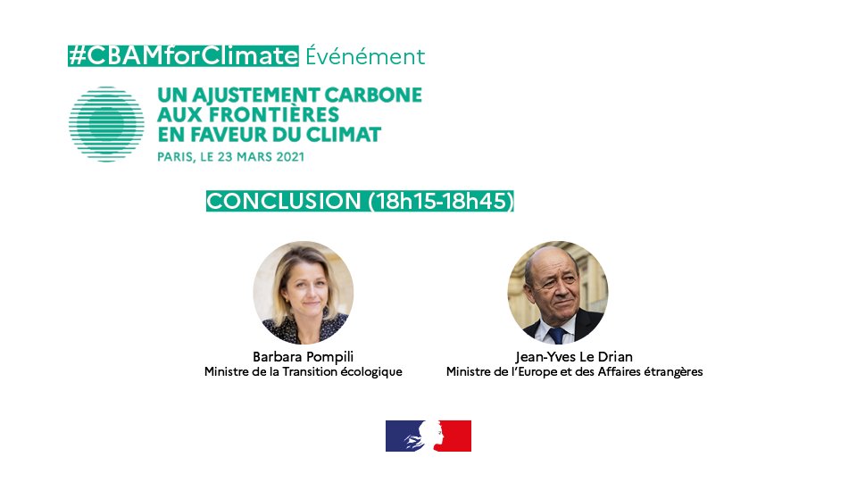 DGTresor's tweet photo. 🔴 En direct  #CBAMforClimate | Conclusion par @barbarapompili @Ecologie_Gouv et @JY_LeDrian @francediplo ➡️ https://t.co/Xsq83gmxDV https://t.co/pBJEwAe8hn