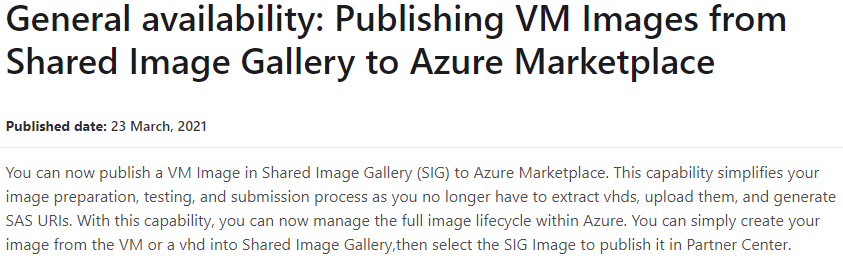tomhickling's tweet photo. General availability: Publishing VM Images from #Azure #SharedImageGallery to Azure Marketplace:

https://t.co/gJiJADB0pw https://t.co/jWztR694kv