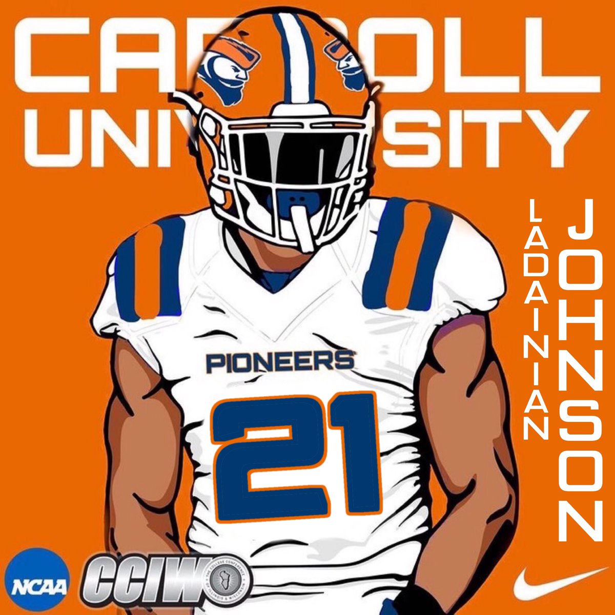 Congratulations to Ladainian Johnson on making the commitment to play <a href="/piofootball/">Carroll U Football</a>! #BeTheChange