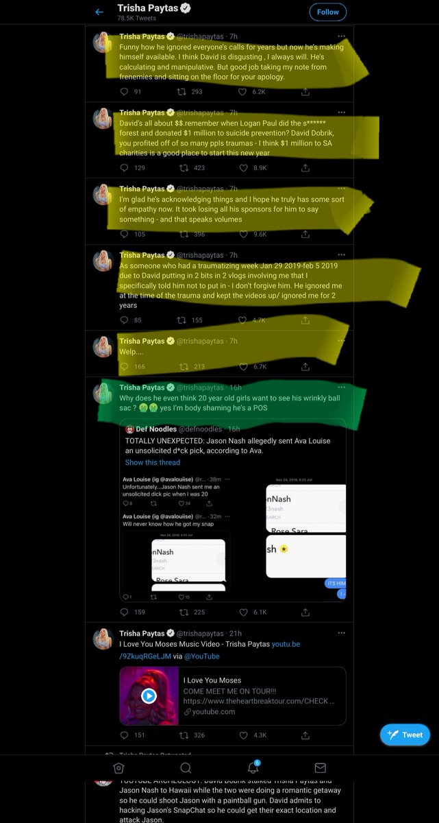 LumpShade's tweet photo. @trishapaytas @trishapaytas

PLEASE TAKE A HUMBLE STEP BACK, IF EVEN FOR A DAY

LET THIS BE ABOUT THE VICTIMS
NOT ABOUT YOU

YOU PLAYED A BIG PART IN HELPING THEM COME FORWARD 

PLEASE GIVE THEM RESPECT SO THEY CAN PROCESS &amp; DECIDE HOW THEY FEEL ABOUT DAVID'S VIDEO
WITHOUT ANY INFLUENCE https://t.co/WW87Mv3n1a