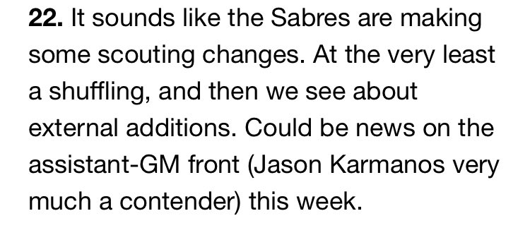 BHCdotcom's tweet photo. Some #Sabres rumblings in @FriedgeHNIC 31 Thoughts https://t.co/aQQ0l9YXKs