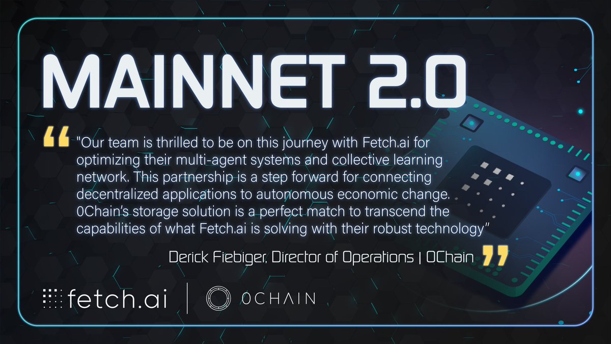 Fetch_ai's tweet photo. Together with our partners, we are looking forward to the possibilities stemming from @Fetch_ai's Mainnet 2.0 and beyond.
Here are @0Chain's thoughts on the exciting opportunities brewing up β¨
#Mainnet2IsComing https://t.co/2Vu8xbebCL