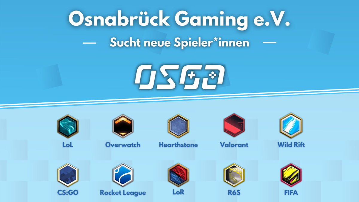osna_gaming's tweet photo. 🔍 Uniliga Spieler*innen gesucht 🔎

👤 Zu dir:
✅ Du studierst an der @HS_Osnabrueck / @UniOsnabrueck
✅ Du möchtest eines dieser Spiele kompetitiv spielen?

▶ Dann melde dich bei uns 👋

Zur Anmeldung 👇
🗒 https://t.co/cP4hRFhzmp

📞 Discord:
🔗 https://t.co/QFCy6CmHEW https://t.co/JFekAbSPKe