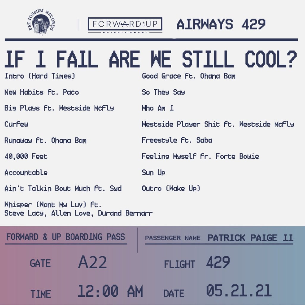 “If I Fail Are We Still Cool?” my sophomore album 5/21/2021.