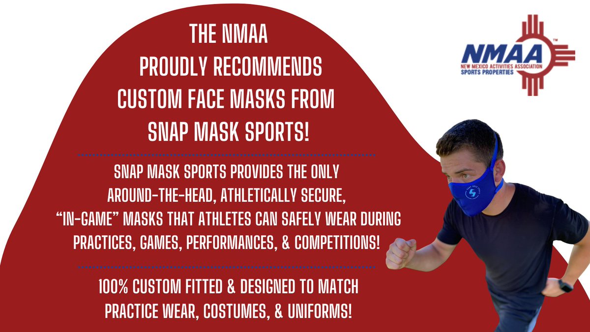_NMAA's tweet photo. The NMAA proudly recommends the custom face masks from @SnapMaskSports 😷 They're the only around-the-head, athletically secure, "in-game" masks that athletes can safely wear during practices &amp; games! Head to their website to start the design process!--->  https://t.co/jM3pnkFETA https://t.co/QDRcHbROTo