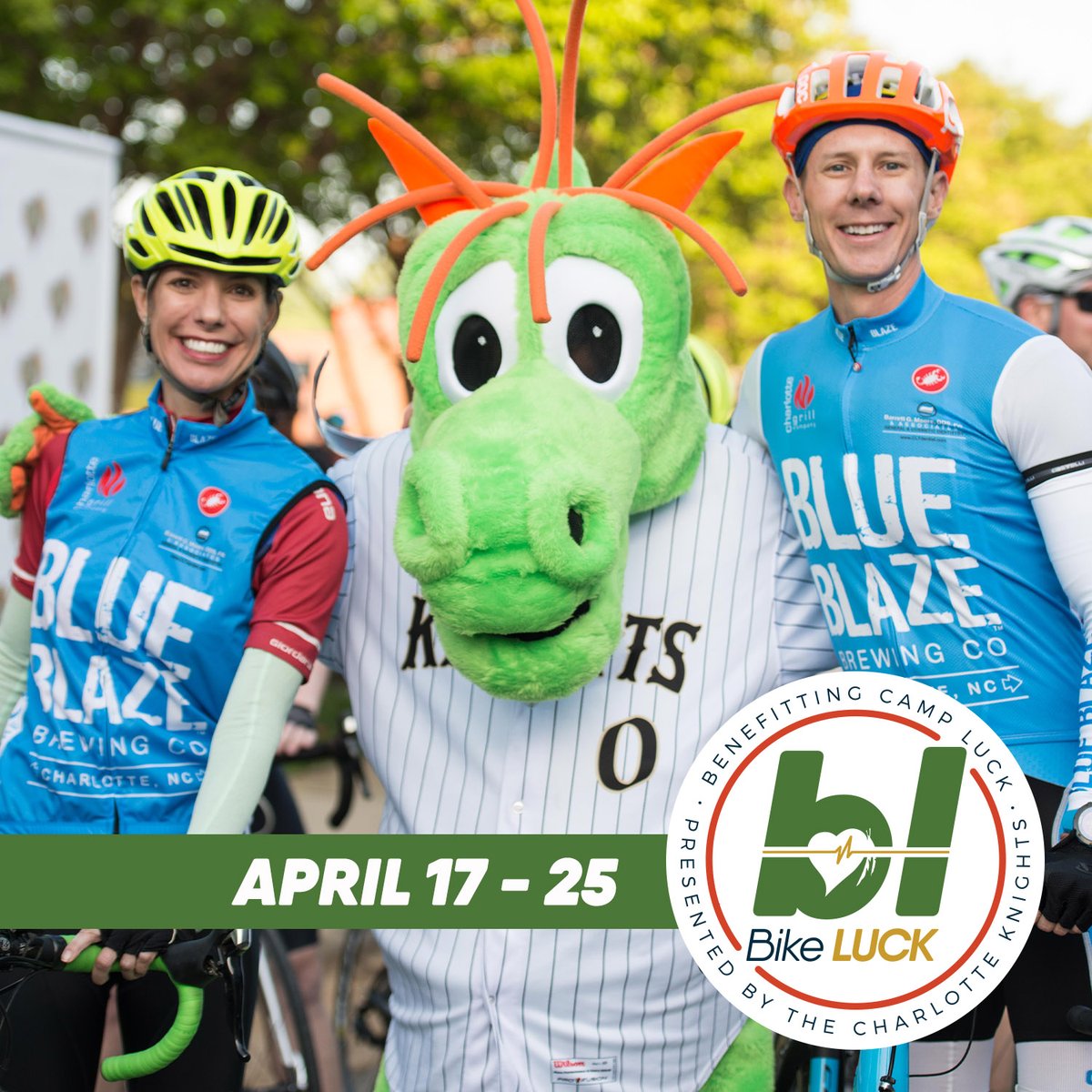 CampLUCK1's tweet photo. Bike LUCK kicks off in a few weeks! Register today—it's free AND virtual! https://t.co/MFq1OCGmBe #heartwarrior #chdawareness #chdwarriors #heartkid #1in100 @CLTKnightsHomer @KnightsBaseball https://t.co/6ux4UHxBQT