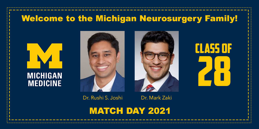 We're excited to welcome @RushiSJoshi7 and @MarkZaki24 to the @umichmedicine Neurosurgery family! #matchday2021 #goblue #neurosurgery