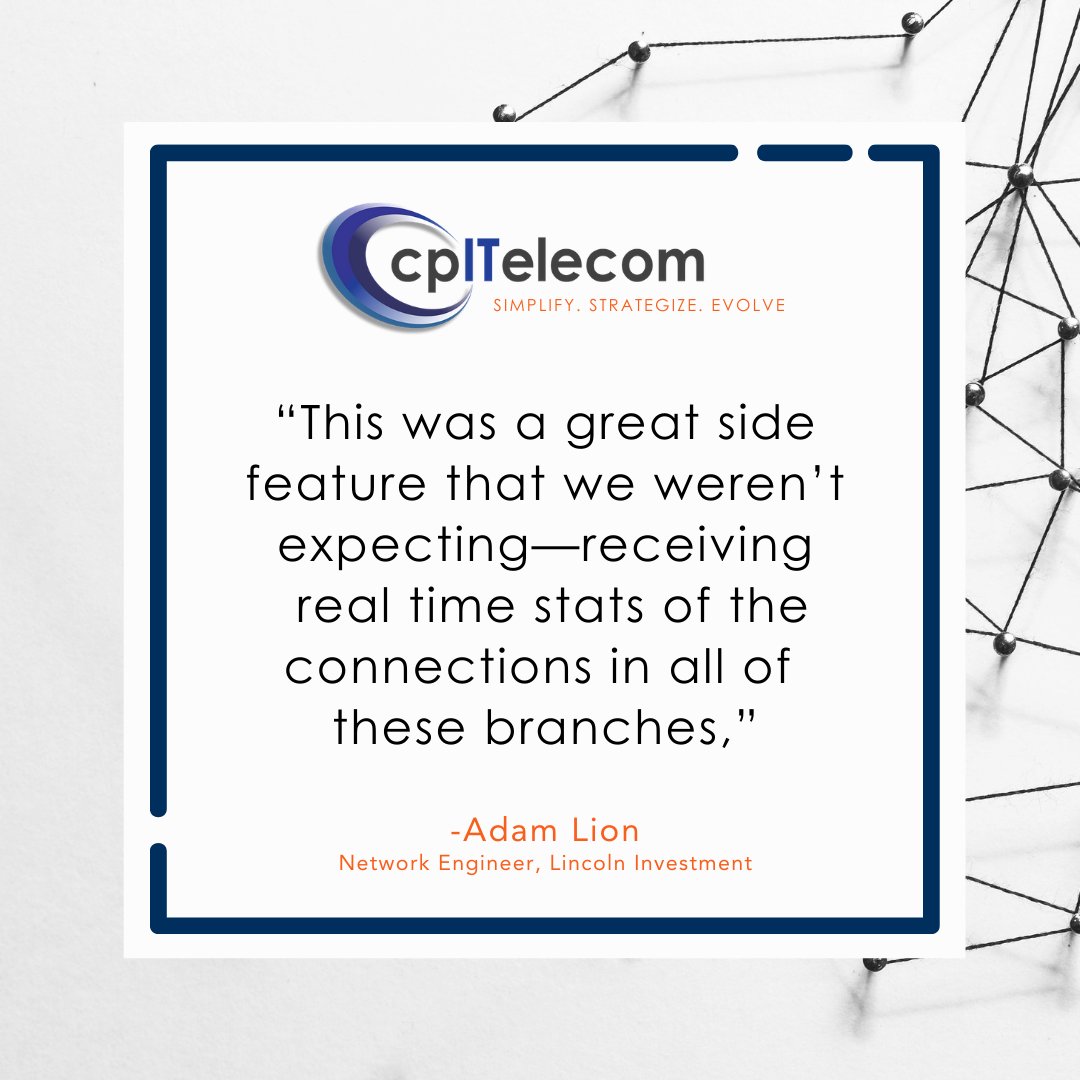 CPITELECOM's tweet image. Are you looking to simplify your network architecture while significantly lowering costs? cpITelecom helped Lincoln Investment do just that with our SD-WAN solutions. Read how #cpITelecom here: ow.ly/NVe650DAMQG #SDWAN #Mitel #Cloud