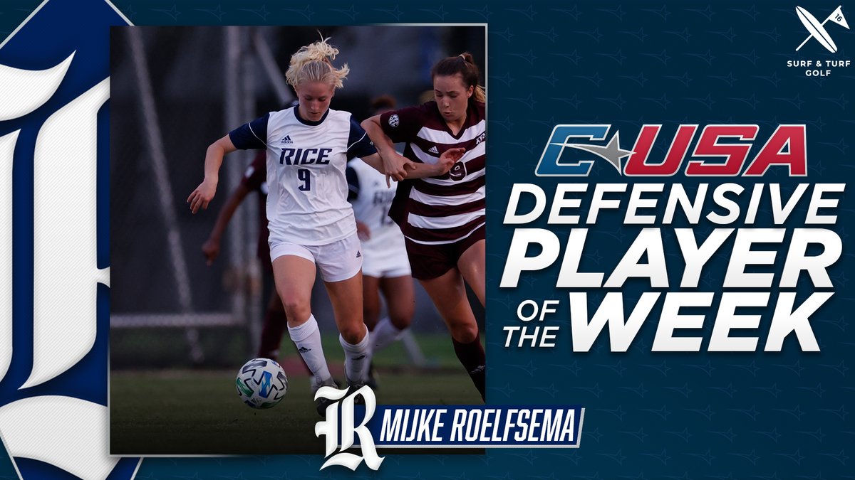 📢: Congratulations to <a href="/RiceSoccer/">Rice Soccer</a>’s Mijke Roelfsema, #CUSAWSOC Defensive Player of the Week presented by @surfandturfgolf! ⚽️

🏅1️⃣ | #TheCUSAWay