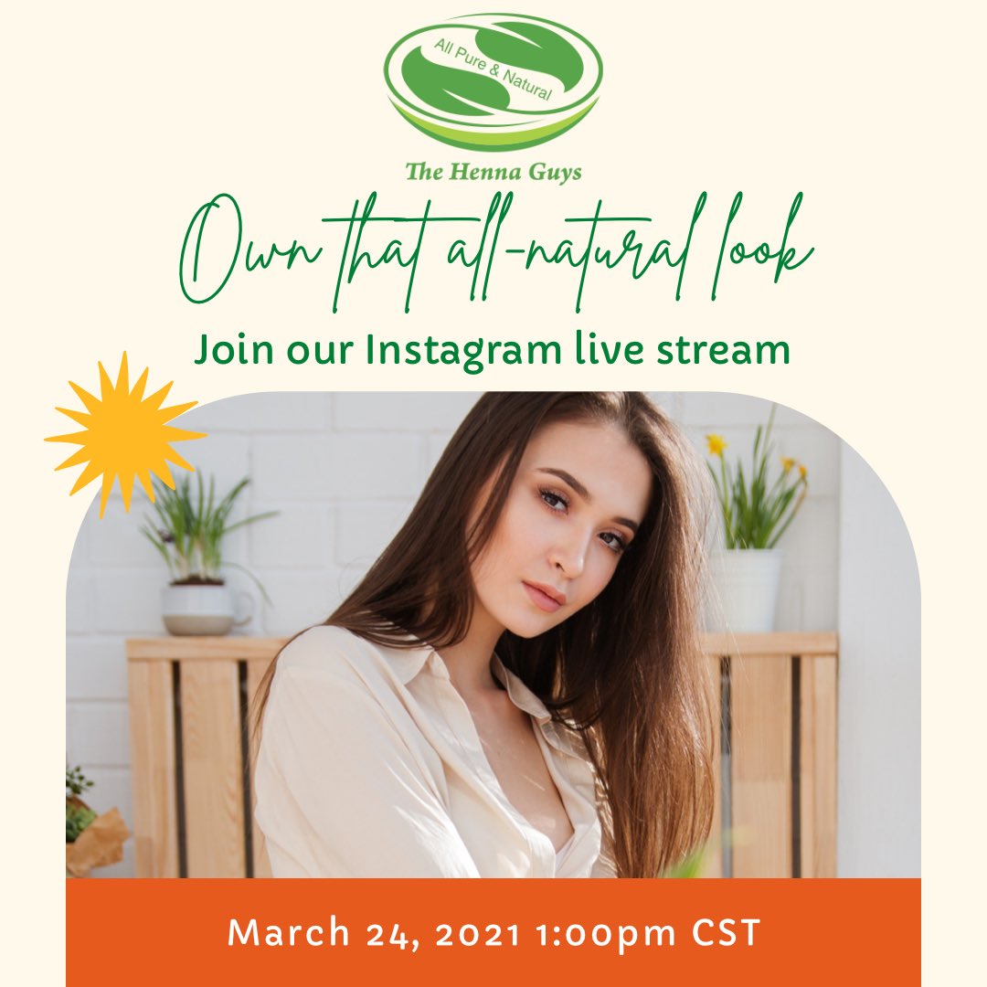 We have a LOT of cool things to talk about tomorrow! Our move, new products, and natural beauty tips! Join us, ask all your natural beauty related questions, and become part of The Henna Guys Fam!

#livestream #instagramlive #henna #NaturalBeauty #smallbusiness #StayTuned #beauty