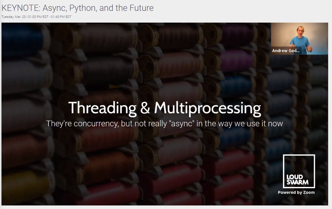 mistwire's tweet image. Day 2 #PWC2021:
Keynote "Async, Python, and the Future" with @andrewgodwin...
He just reminded me that #Python is 30 years old AND that it's older than Java!! 🤯🤯