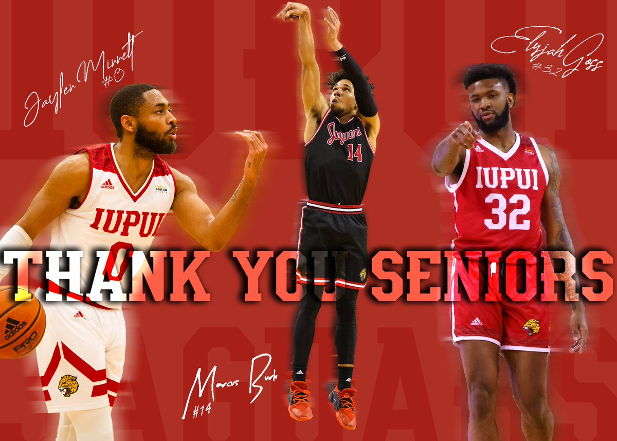 Last night was the final night of 🏀 at @IndianaFarmers Coliseum. Today, we give thanks to our @IUPUIMensBball seniors. 

Thx to our all-time leader in 3's, our 2x all-leaguer and our all-time leader in boards!

#HLMBB #JagsROAR #MarchMadness #Indianapolis #IUPUI #NCAABasketball