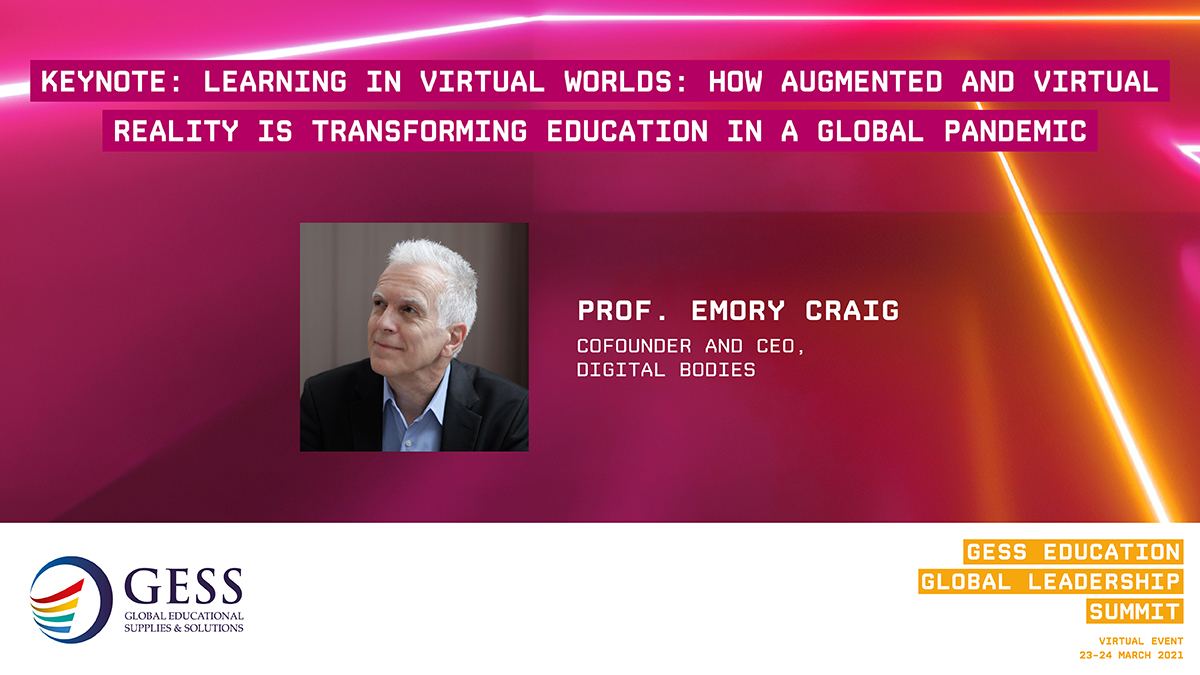 GESSeducation's tweet photo. Coming up at 18:30 GST is the keynote from Prof. @emorycraig 

It's one not to miss as we explore how #AR and #VR will transform how we live, learn, and work in the future.

👉https://t.co/hwx5gD99dv

#GESSGlobal
@DigitalBodies https://t.co/It7AxPQSM0