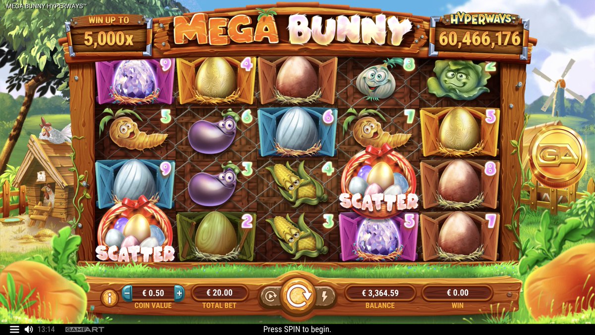 bet_swagger's tweet photo. Mega Bunny #Hyperways by @gameartslots is live!
Get your country boots tapping & grab your #eggbaskets to collect some eggs made from silver, gold, & diamonds!
Play now: https://t.co/WcZ8esBhHU
#EasterBunny #eastereggs #Easter2021 #casino #slots #GamblingTwitter #slotgames https://t.co/WNLGi3kFxP