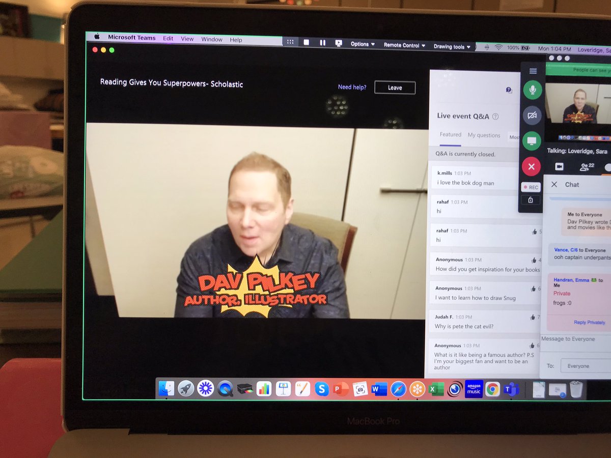 sloveridge's tweet photo. Had a virtual reading assembly with Dav Pilkey today! How fun https://t.co/o1MhALxJG3