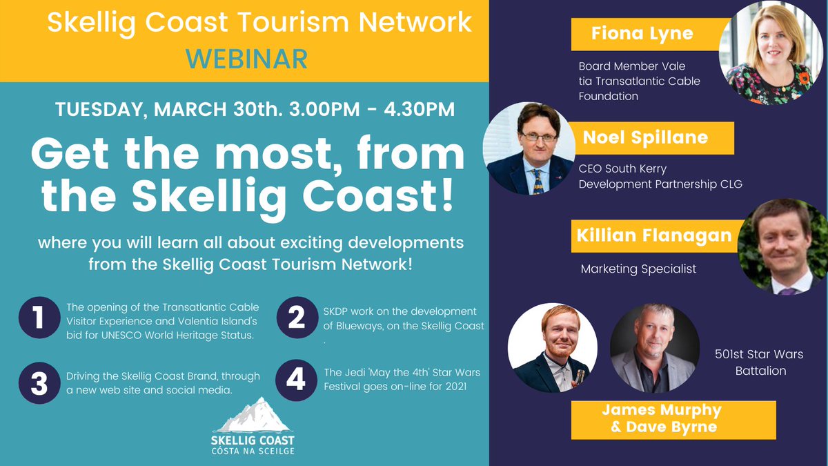 Skellig Coast (@coastskellig) on Twitter photo This is a MUST ATTEND webinar, for anyone working in or interested in the Tourism sector on the Skellig Coast.  Tuesday March 30th - register now by clicking on this link: bit.ly/SCTN_Webinar
#skelligcoast #discoverireland #staycation2021 This is a MUST ATTEND webinar, for anyone working in or interested in the Tourism sector on the Skellig Coast.  Tuesday March 30th - register now by clicking on this link: bit.ly/SCTN_Webinar
#skelligcoast #discoverireland #staycation2021