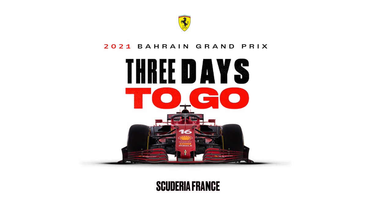 Scuderia_France's tweet photo. 🗣️ 3 Days to go 👊

Avant les essais libres du #BahrainGP🇧🇭 

#essereFerrari🔴#Scuderia_France https://t.co/T1voryvf0C