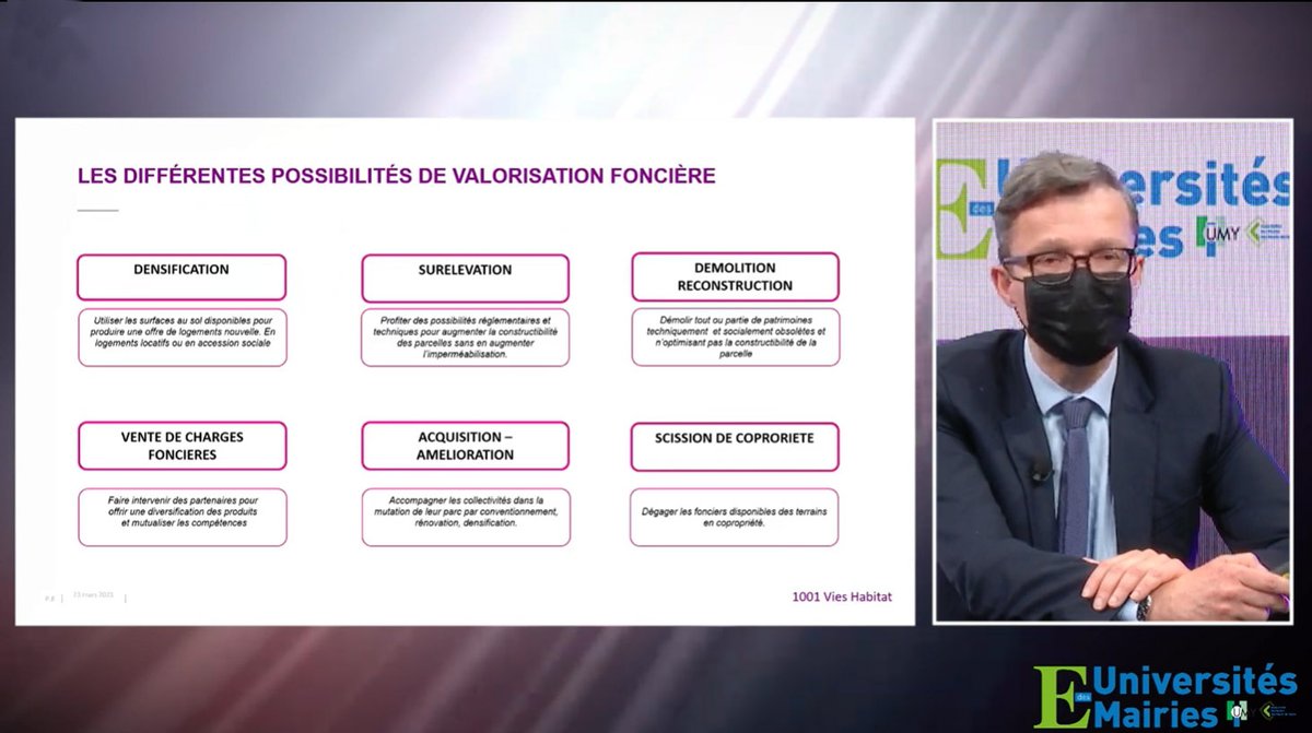 1001ViesHabitat's tweet photo. #1001Expertises ┃ E-Universités des Mairies #UMY : notre Directeur de l'aménagement Grands projets Ile-de-France mettait aujourd'hui à l'honneur les compétences de nos équipes en terme de #ValorisationFoncière ! Zoom sur quelques #Etudesdecas 👇 https://t.co/86268prTDk