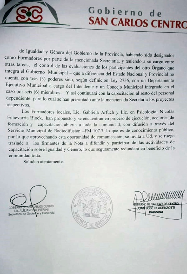 LasMantis's tweet photo. Hacemos pública la respuesta por parte del Gobierno Municipal a nuestra carta presentada el 3 de marzo en pedido de la creación de un equipo interdisciplinario de violencia de género y la correcta aplicación de la Ley Micaela. https://t.co/r0YfGvXyvz