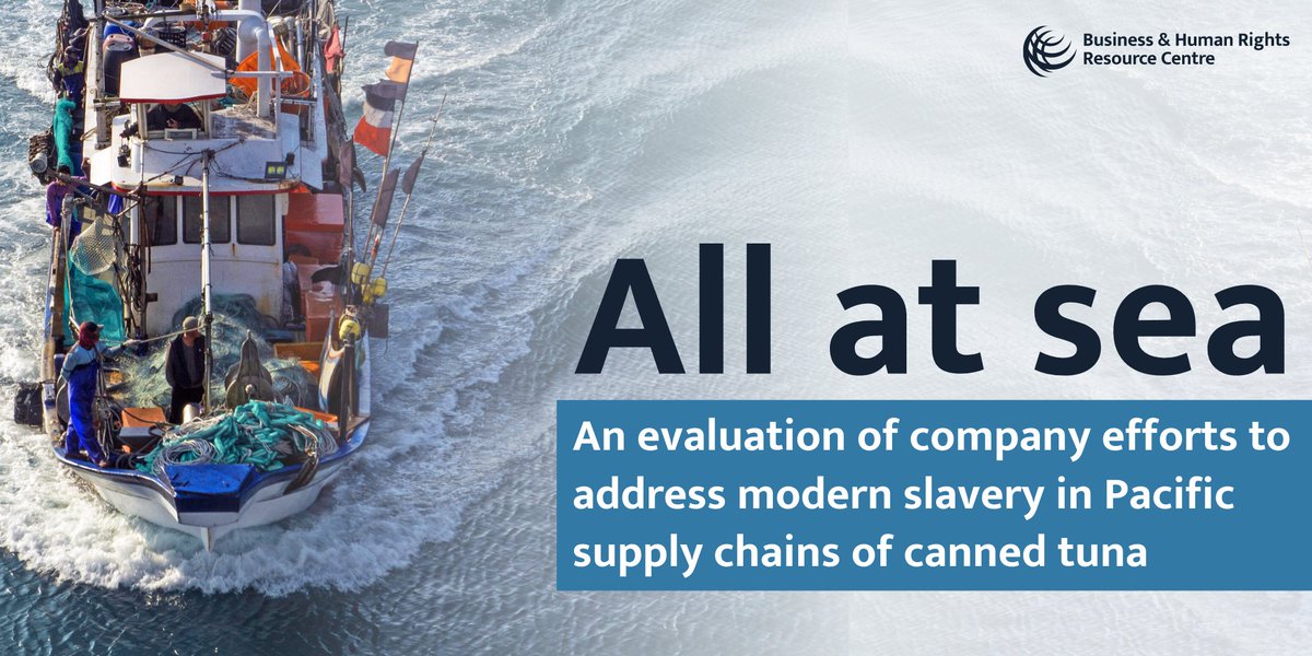BHRCmedia's tweet photo. OUT NOW: Tuna companies are failing to take meaningful steps to combat #ModernSlavery

The Pacific region supplies around 60% of the world’s tuna. Our latest research exposes glacial progress on action for workers who are trapped in modern slavery 🧵https://t.co/cavQL9RLYq https://t.co/Sc4W63gsCV