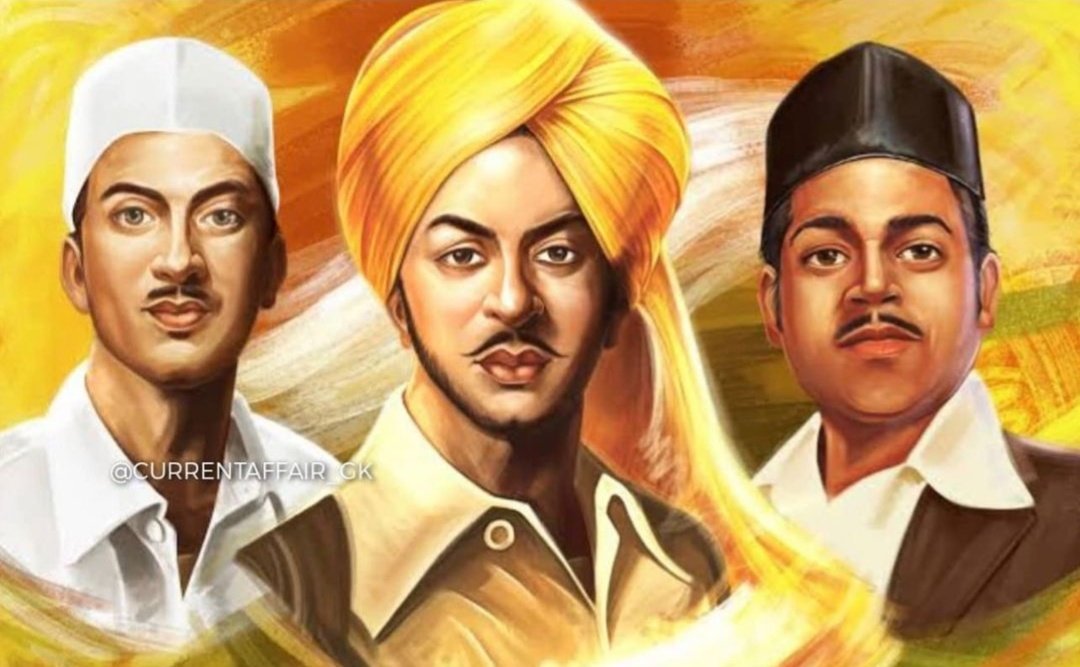 'Martyr's Day 23rd March' - Great tribute to martyrs Bhagat Singh, Sukhdev Thapar, and Shivaram Rajguru🙏🏻