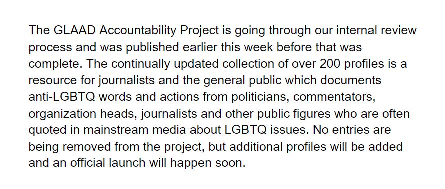 glaad's tweet photo. Regarding the GLAAD Accountability Project: https://t.co/fhrb0xuj6J https://t.co/b5o2K87vnR