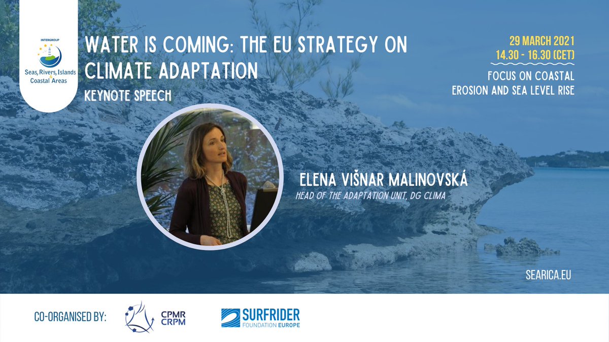 Searica_ITG's tweet photo. @surfridereurope @EUClimateAction @ElenaVisnar @CPMR_President @ceesloggen @PetrosKokkalis @GraceOSllvn @engerer @NilsTorvalds @StephaneBIJOUX 🔵 #SealevelRise is an increasing worry for #coastal areas, which produce 40% of the #EUGDP and are home to ~40% of its population. 

🗣️ @ElenaVisnar, Head of the #Adaptation Unit at @EUClimateAction will join us to discuss the 🆕#EUAdaptationStrategy 

👉 https://t.co/YzyBDLydmU https://t.co/nEOYw06xhm