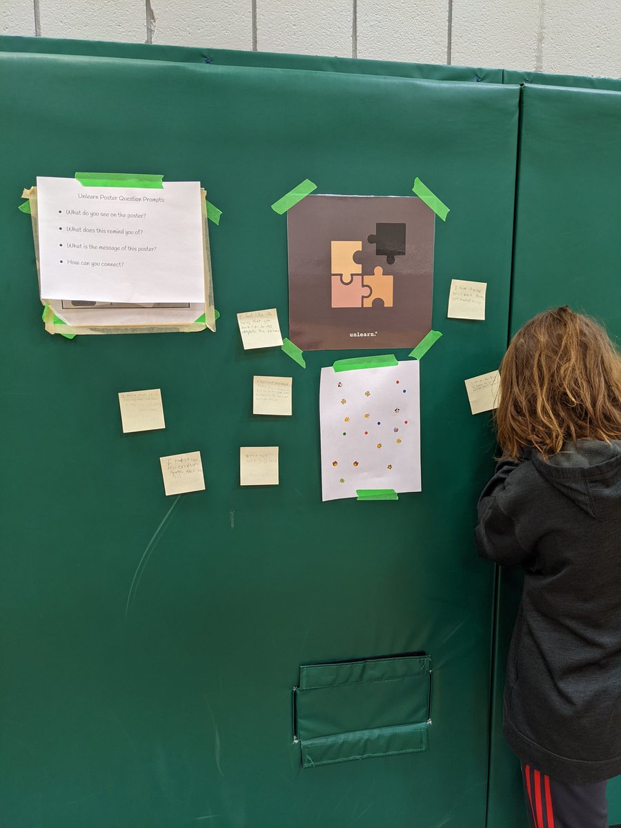 GouettsGr5's tweet photo. Students spent part of the morning thinking about their interpretation of @unlearn_com posters and using #dotmocracy @staugustinewcd. Their ideas were so varried and insightful! https://t.co/7SPA51RRno