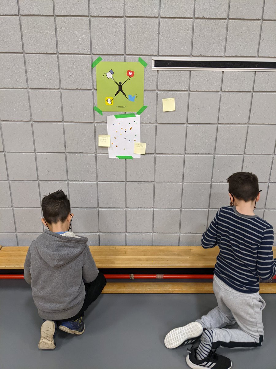GouettsGr5's tweet photo. Students spent part of the morning thinking about their interpretation of @unlearn_com posters and using #dotmocracy @staugustinewcd. Their ideas were so varried and insightful! https://t.co/7SPA51RRno