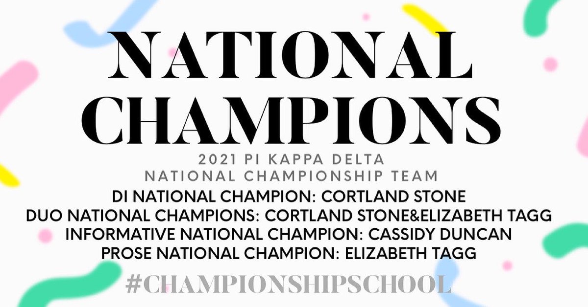 Congrats to <a href="/BamaForensics/">Bama Forensics</a> on their NATIONAL CHAMPIONSHIPS this past weekend! The AFC won both the team national championship for individual events (speech) and the overall team national championship (speech &amp; debate) at the Pi Kappa Delta National Comprehensive Tournament!