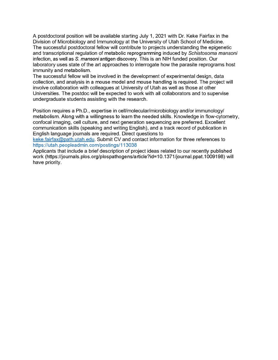 LabFairfax's tweet photo. Interested in studying the mechanisms of helminth antigen driven hematopoetic progenitor reprogramming with a fun diverse team in the beautiful foothills of Salt Lake City? Email me with any questions and your out of the box ideas on our metabolism work https://t.co/ijKzBMZBlU https://t.co/wJE1pXfXbt