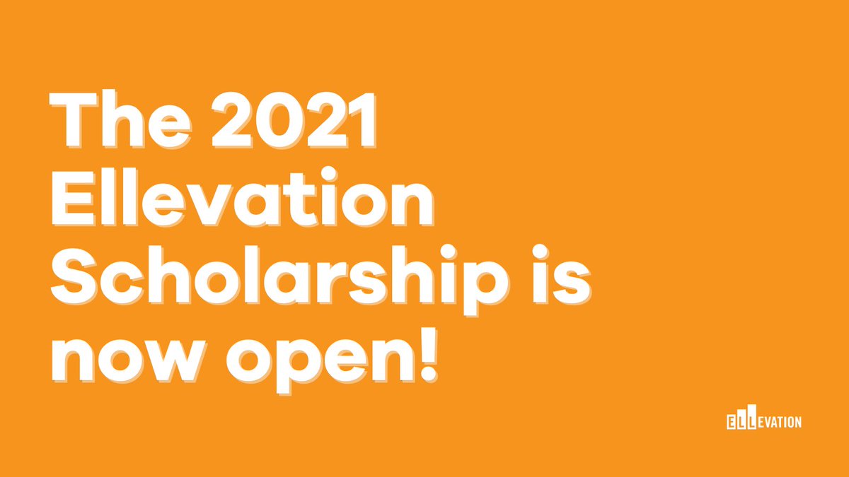 We’re excited to announce that our 2021 Ellevation Scholarship applications are now open! Our team can’t wait to celebrate a few deserving EL students on their higher ed journey - if you know a student who should apply, use this link: ow.ly/KUm550E6hFq Good luck!