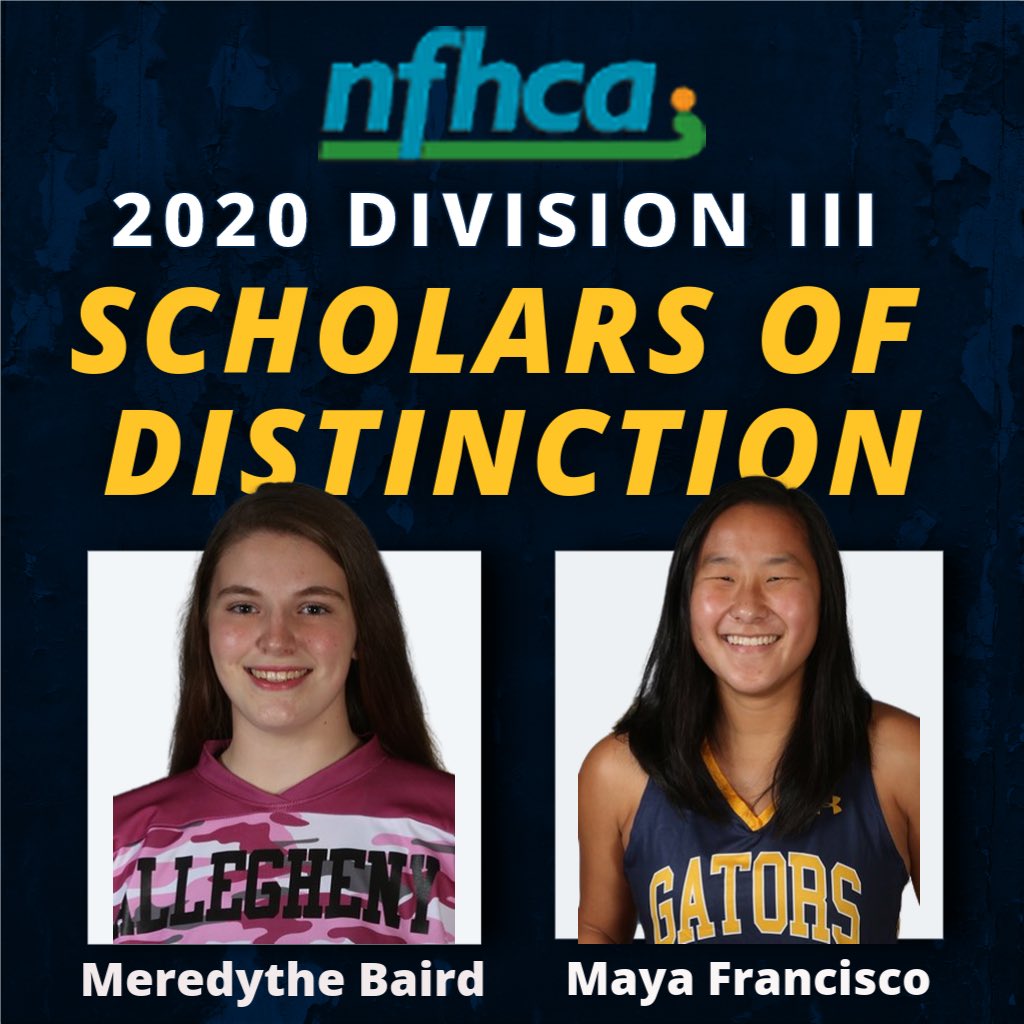 AlleghenyFH's tweet photo. We had 2οΈβ£ earn a spot on the NFHCA Scholars of Distinction list! This award goes to athletes that earned a GPA of 3.9 or above in the fall. Congratulations Mere and Maya!!!ππ #smartgators #STUDENTathlete https://t.co/xVdRgd77AH
