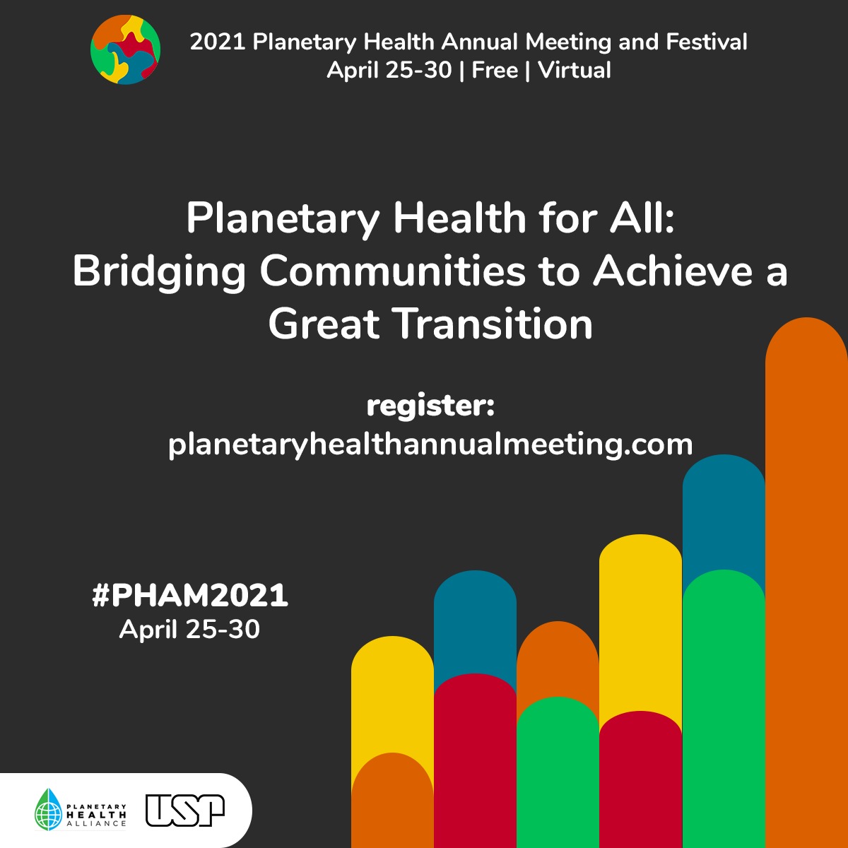 plahnet_yp's tweet photo. Register today for the 2021 #planetaryhealth Annual Meeting, co-hosted by @ph_alliance &amp; @usponline! One of the event’s core planetary health values is inclusivity — so this event is FREE and open to all. 

Register today: https://t.co/GWh1tPWgnp 

#planetaryhealthforall https://t.co/NB5dcJQMHs