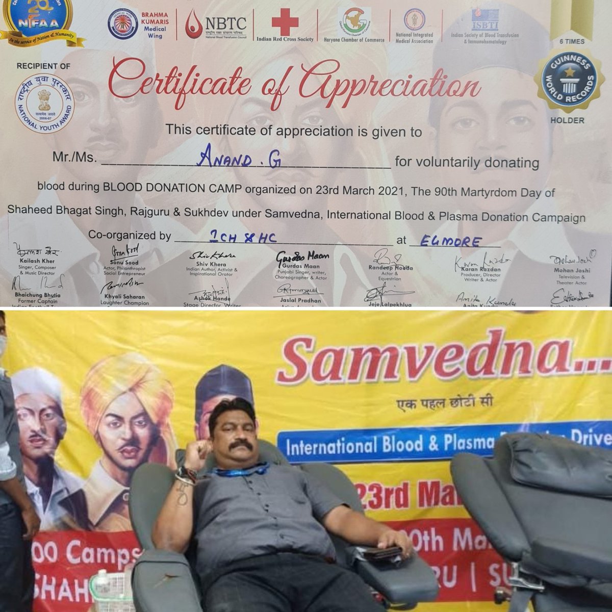chennaicreaks's tweet photo. Participated In.. 68th Time blood donation thanking #platletclub Srivats Vema for coordinating the #chennai event Successfully #samvedna #NIFAA  @WeArePathankot @SonuSood @shivkhera #BloodDonation #platletpatronsofchennai https://t.co/rrOKe73WFj